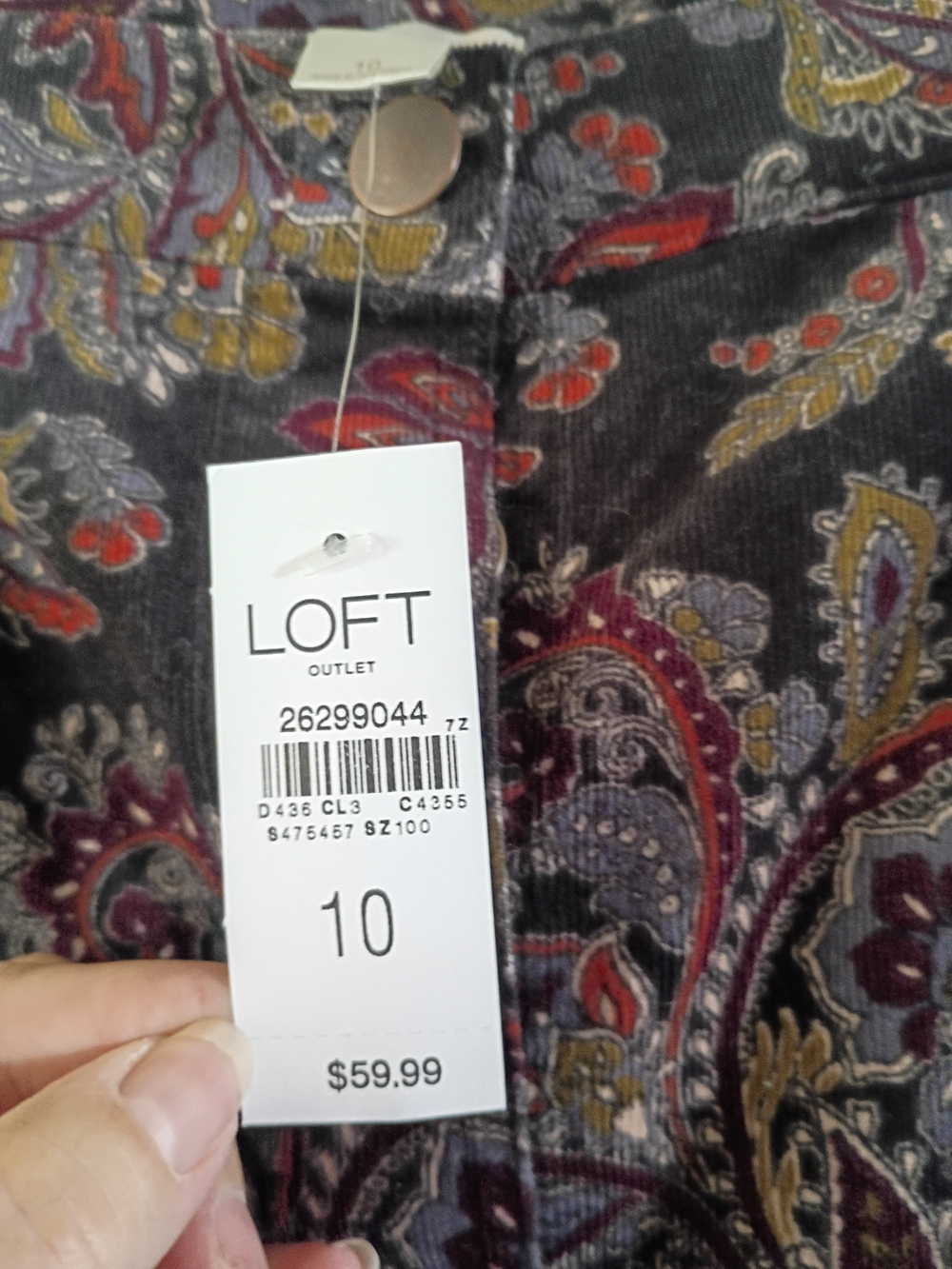 LOFT Black Paisley Button-Front Mini Skirt with Red and Purple Details - Picture 5 of 6